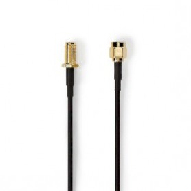 Câble d\'antenne | RP SMA Mâle | RP SMA Femelle | Plaqué or | 50 Ohm | Blindé simple | 5.00 m | Rond | PVC | Noir | Label