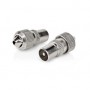 Conencteur IEC ( Coax) | Droit | Mâle | Plaqué nickel | 75 Ohm | Vis | Diamètre d\'entrée de câble: 7.0 mm | Métal | Argent | 2 pièces | Boîte