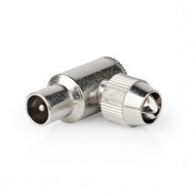 Conencteur IEC ( Coax) | Coudé à 90° | Mâle | Plaqué nickel | 75 Ohm | Vis | Diamètre d\'entrée de câble: 7.0 mm | Métal | Argent | 2 pièces | Boîte