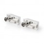 Conencteur IEC ( Coax) | Coudé | Femelle | Plaqué nickel | 75 Ohm | Vis | Diamètre d\'entrée de câble: 7.0 mm | Métal / PVC | Blanc | 2 pièces | Boîte