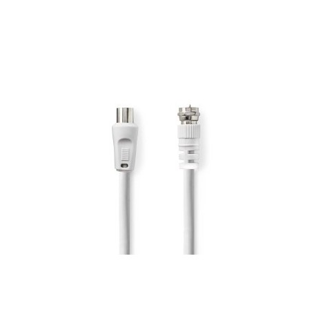 Câble d\'antenne et de satellite | F Mâle | IEC (Coax) Mâle | Plaqué nickel | 75 Ohm | Double blindage | 3.00 m | Rond | PVC | Blanc | Label