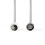 Câble d\'antenne et de satellite | F Mâle | IEC (Coax) Mâle | Plaqué nickel | 75 Ohm | Double blindage | 3.00 m | Rond | PVC | Blanc | Label