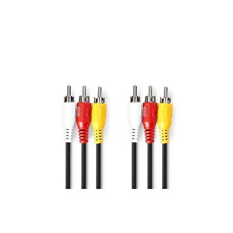 Câble vidéo composite | 3x RCA mâle | 3x RCA mâle | Plaqué nickel | 480p | 1.50 m | Rond | PVC | Noir | Label