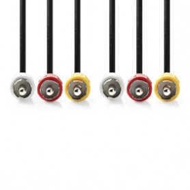 Câble vidéo composite | 3x RCA mâle | 3x RCA mâle | Plaqué nickel | 480p | 2.00 m | Rond | PVC | Noir | Label