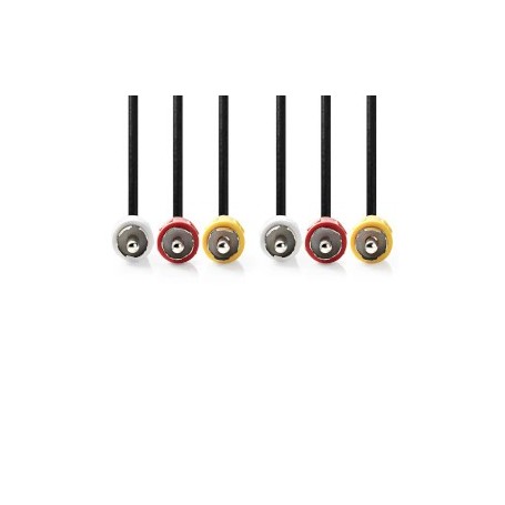 Câble vidéo composite | 3x RCA mâle | 3x RCA mâle | Plaqué nickel | 480p | 2.00 m | Rond | PVC | Noir | Label
