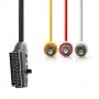 Câble SCART | SCART Mâle | 3x RCA mâle | Plaqué nickel | Commutable | 480p | 2.00 m | Rond | PVC | Noir | Label