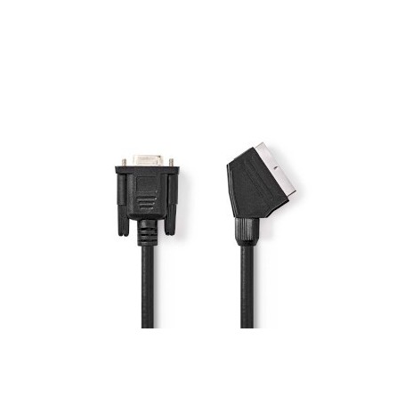 Câble SCART | SCART Mâle | VGA Femelle 15p | Plaqué nickel | 480p | 2.00 m | Rond | PVC | Noir | Label