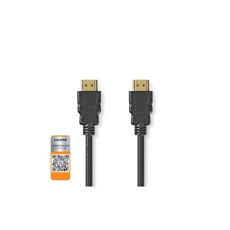 Premium Câble HDMI haute vitesse avec ethernet | HDMI™ Connecteur | HDMI™ Connecteur | 4K@60Hz | 18 Gbps | 1.00 m | Rond | PVC | Noir | Label