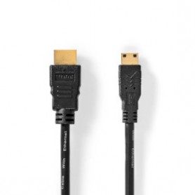 Câble HDMI Haute Vitesse avec ethernet | HDMI™ Connecteur | HDMI™ Mini Connecteur | 4K@30Hz | 10.2 Gbps | 3.00 m | Rond | PVC | Noir | Label