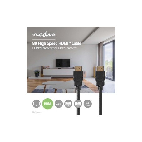 Câble ultra haute vitesse HDMI | HDMI™ Connecteur | HDMI™ Connecteur | 8K@60Hz | 48 Gbps | 2.00 m | Rond | 6.5 mm | Noir | Label