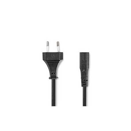 Câble d\'alimentation | Euro Masculin | IEC-320-C1 | Droit | Droit | Plaqué nickel | 2.00 m | Enroulé | PVC | Noir | Label