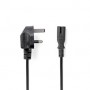 Câble d\'Alimentation | UK Male | IEC-320-C7 | 2.00 m | Oui | 2 x 0.75 mm² | Cuivre | Rond | Plaqué nickel | UK | PVC | Fiche d\'alimentation: UK / Type G | 250 V AC | 3 A | Noir