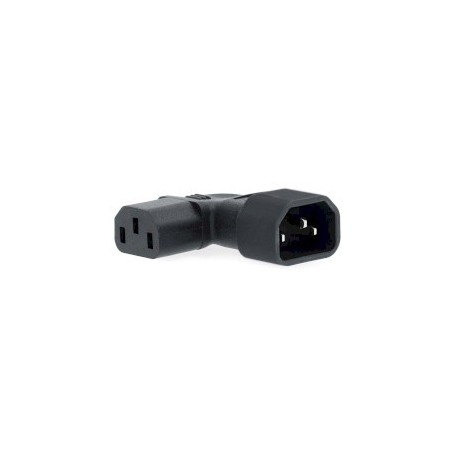 Dvextention | IEC-320-C13 | IEC-320-C14 | Coudé à gauche | Plaqué nickel | PVC | Noir | Boîte | 1 pièces