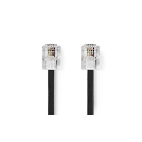 Câble Telecom | RJ11 Mâle | RJ11 Mâle | 10.0 m | Conception de câble: Plat | Placage: Plaqué or | Type de câble: RJ11 | Noir | Label