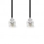 Câble Telecom | RJ11 Mâle | RJ11 Mâle | 10.0 m | Conception de câble: Plat | Placage: Plaqué or | Type de câble: RJ11 | Noir | Label