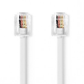 Câble Telecom | RJ11 Mâle | RJ11 Mâle | 5.00 m | Conception de câble: Plat | Placage: Plaqué nickel | Type de câble: RJ11 | Blanc | Label