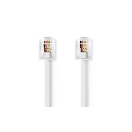 Câble Telecom | RJ11 Mâle | RJ11 Mâle | 5.00 m | Conception de câble: Plat | Placage: Plaqué nickel | Type de câble: RJ11 | Blanc | Label