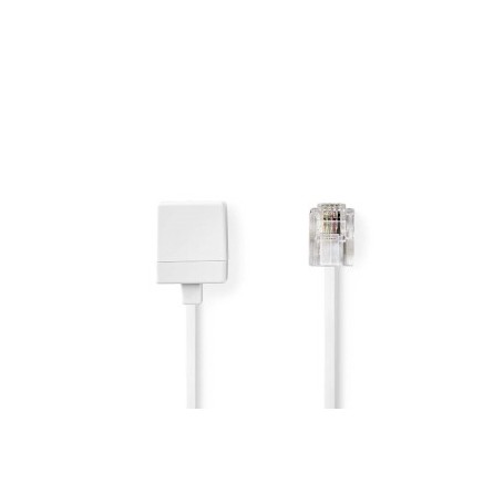 Rallonge de Câble de Télécommunication | RJ11 Mâle | RJ11 Femelle | 10.0 m | Conception de câble: Plat | Placage: Plaqué or | Type de câble: RJ11 | Blanc | Label