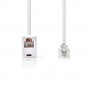 Rallonge de Câble de Télécommunication | RJ11 Mâle | RJ11 Femelle | 10.0 m | Conception de câble: Plat | Placage: Plaqué or | Type de câble: RJ11 | Blanc | Label