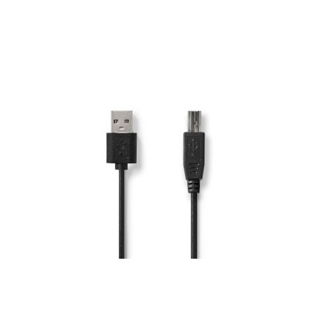 Câble USB | USB 2.0 | USB-A Mâle | USB-B Mâle | 480 Mbps | Plaqué nickel | 2.00 m | Rond | PVC | Noir | Label
