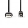Câble USB | USB 2.0 | USB-A Mâle | USB-B Mâle | 480 Mbps | Plaqué nickel | 2.00 m | Rond | PVC | Noir | Label