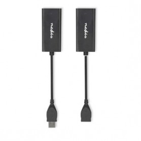 USB Extender | USB 2.0 | 1x USB-A Male | 1x RJ45 Female | 1x USB-A femelle | 1x RJ45 Female | 50 m | 480 Mbps | Plaqué nickel | Rond | PVC | Noir | Boîte