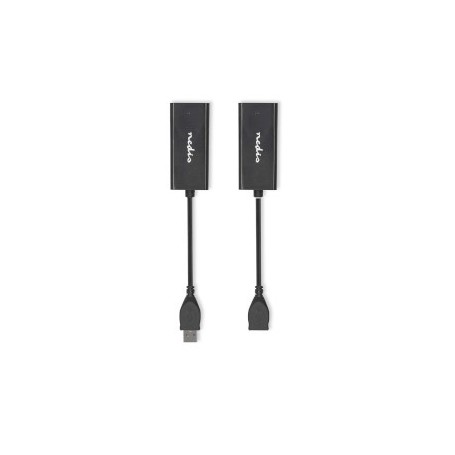 USB Extender | USB 2.0 | 1x USB-A Male | 1x RJ45 Female | 1x USB-A femelle | 1x RJ45 Female | 50 m | 480 Mbps | Plaqué nickel | Rond | PVC | Noir | Boîte