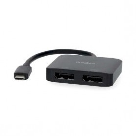 Adaptateur USB-C™ | USB 3.2 Gen 1 | USB-C™ Mâle | 2x Displayport Female | 4K@60Hz | 0.20 m | Rond | Plaqué nickel | PVC | Noir | Boîte