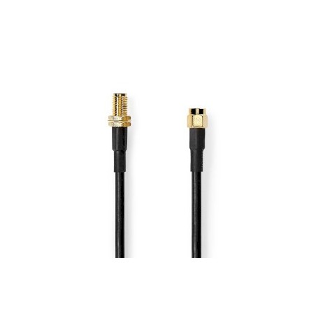 Câble d\'antenne | SMA Mâle | SMA femelle | Plaqué or | 50 Ohm | Double blindage | 5.00 m | Rond | PVC | Noir | Label