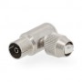 Conencteur IEC ( Coax) | Coudé à 90° | Femelle | Plaqué nickel | 75 Ohm | Vis | Diamètre d\'entrée de câble: 7.0 mm | Métal | Argent | 2 pièces | Gift Box with Euro Lock
