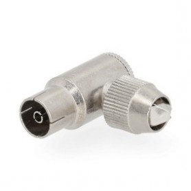 Conencteur IEC ( Coax) | Coudé à 90° | Femelle | Plaqué nickel | 75 Ohm | Vis | Diamètre d\'entrée de câble: 7.0 mm | Métal | Argent | 2 pièces | Gift Box with Euro Lock