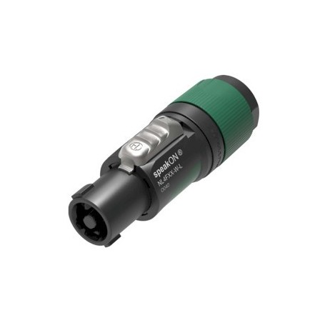 4 pole speakON cable connector, screw terminal assembly, chuck type strain relief for cable diameters 10 to 16 mm