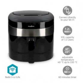Friteuse à air chaud SmartLife | Wi-Fi | 7,2 l | Minuteur: 240 min | Nombre de programmes prédéfinis: 8 | Numérique | Android™ / IOS | Noir