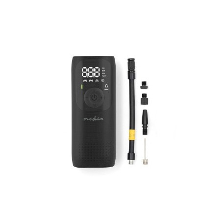 Compresseur d\'air rechargeable | 0.1 - 10.3 Bar | Vanne Dunlop | Modes de fonctionnement: Voiture / Moto / Vélo / Ballon | Oui | Compteur de pression atmosphérique
