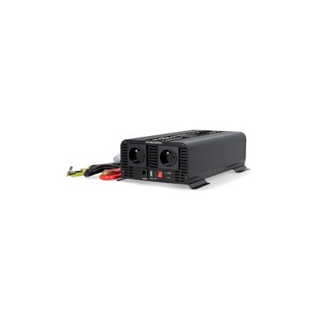 Convertisseur de tension pur sinus | Tension d\'entrée: 12 V DC | Connexion (s) de sortie d\'alimentation de l\'appareil: Type E (CEE 7/5) / USB-A / USB-C™ | 230 V AC 50 Hz | 1000 W | Puissance de sortie maximale: 2000 W | Bornier à vis | Onde sinusoïdale