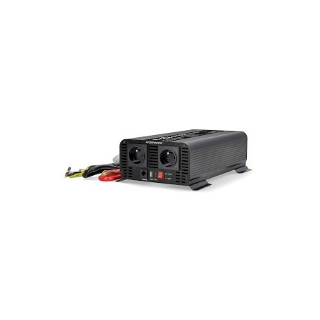 Convertisseur de tension pur sinus | Tension d\'entrée: 24 V DC | Connexion (s) de sortie d\'alimentation de l\'appareil: Type E (CEE 7/5) / USB-A / USB-C™ | 230 V AC 50 Hz | 1000 W | Puissance de sortie maximale: 2000 W | Bornier à vis | Onde sinusoïdale