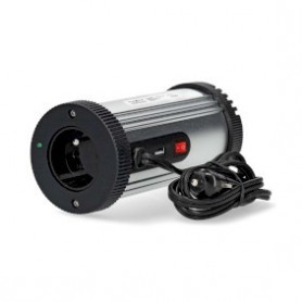 Convertisseur de tension modifiée onde sinusoïdale | Tension d\'entrée: 12 V DC | Connexion (s) de sortie d\'alimentation de l\'appareil: Type E (CEE 7/5) / USB-A | 230 V AC 50 Hz | 150 W | Puissance de sortie maximale: 300 W | Prise allume-cigare | Argen