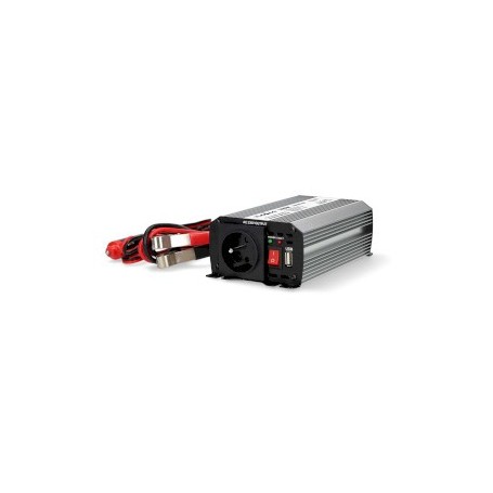 Convertisseur de tension modifiée onde sinusoïdale | Tension d\'entrée: 12 V DC | Connexion (s) de sortie d\'alimentation de l\'appareil: Type E (CEE 7/5) / USB-A | 230 V AC 50 Hz | 300 W | Puissance de sortie maximale: 600 W | Batterie de serrage + allum