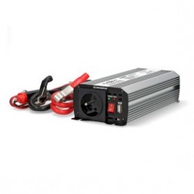 Convertisseur de tension modifiée onde sinusoïdale | Tension d\'entrée: 12 V DC | Connexion (s) de sortie d\'alimentation de l\'appareil: Type E (CEE 7/5) / USB-A | 230 V AC 50 Hz | 600 W | Puissance de sortie maximale: 1200 W | Batterie de serrage + allu