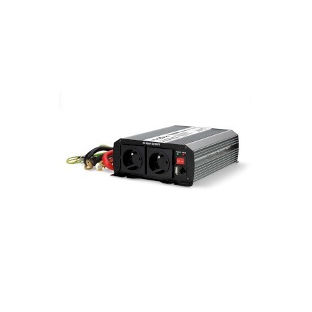 Convertisseur de tension modifiée onde sinusoïdale | Tension d\'entrée: 12 V DC | Connexion (s) de sortie d\'alimentation de l\'appareil: Type E (CEE 7/5) / USB-A | 230 V AC 50 Hz | 1000 W | Puissance de sortie maximale: 2000 W | Bornier à vis | Argent