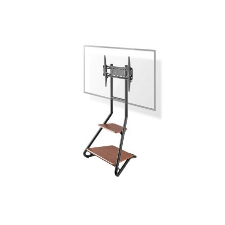 Support TV sur Pied | 37 - 75 \" | Poids d\'écran maximal pris en charge: 40 kg | Bauhaus Design | Hauteurs pré-fixées réglables | Acier / MDF | Marron / Noir