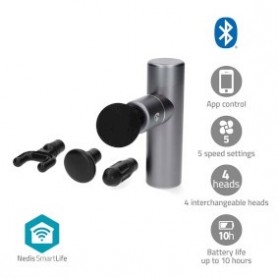 SmartLife Pistolet de Massage Sportif | Alimenté par accu | Lithium-Ion intégré | Rechargeables | 5 Modes de massage | Sac de cordon / Tête conique / Tête en forme de U / Tête plate / Tête sphérique | Gris Foncé