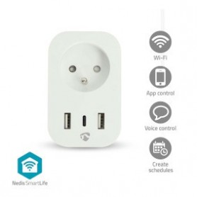 Prise intelligente SmartLife | Wi-Fi | IP21 | Wattmètre | 3680 W | France / Type E (CEE 7/6) / 1x USB-C™ / 2x USB | 0 - 55 °C | Android™ / IOS | Blanc | 1 pièces
