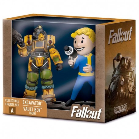 Fallout Excavator &38 Vault Boy Gun set 2 figures 7cm
