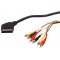 PERITEL 21P MALE - 6 RCA MALES - 1.5m