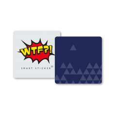 Duo de stickers support WTF! bleu et blanc avec logo pour mobile