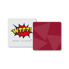 Duo de stickers support WTF! bordeaux et blanc avec logo pour mobile