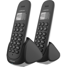 Duo de téléphones DECT sans fil avec répondeur Aura 255 noirs de Logicom 