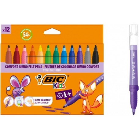 BIC KIDS Feutre Comfort Jumbo, tui en carton de 12