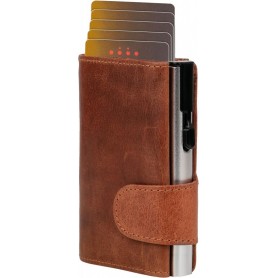 CLICKSAFE Porte-monnaie avec porte-cartes, buffle, marron